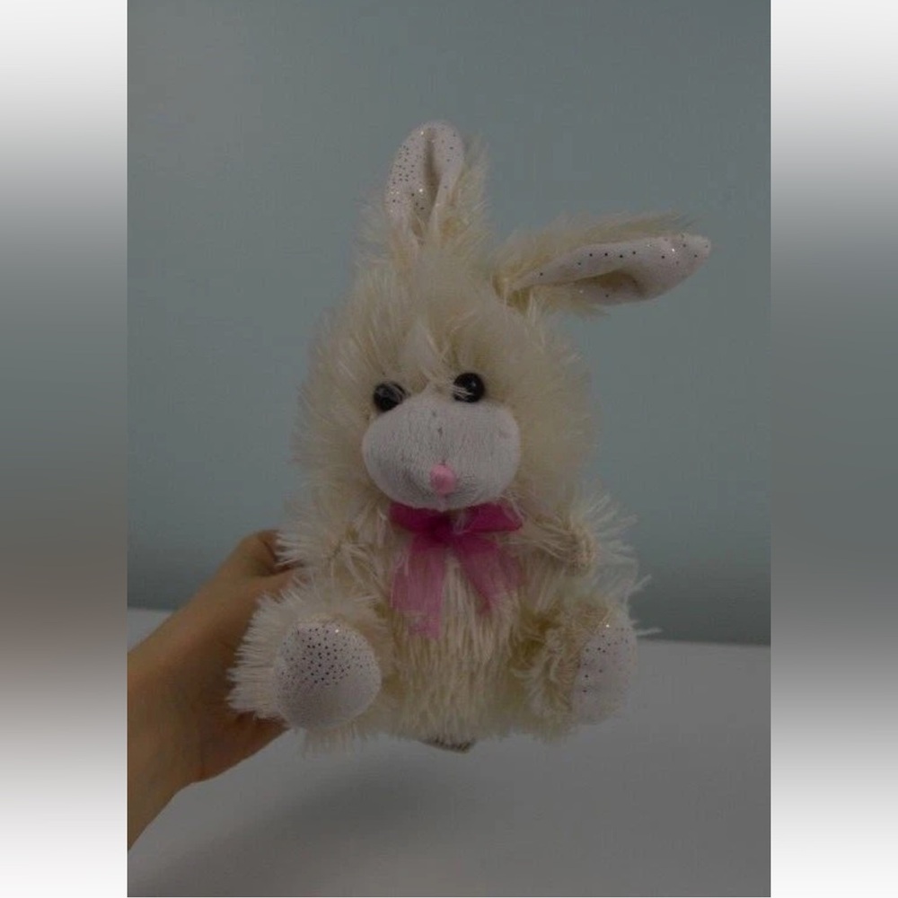 Greenbrier Bunny Rabbit Plush Stuffed Animal Toy Cream Off White Pink Bow Easter